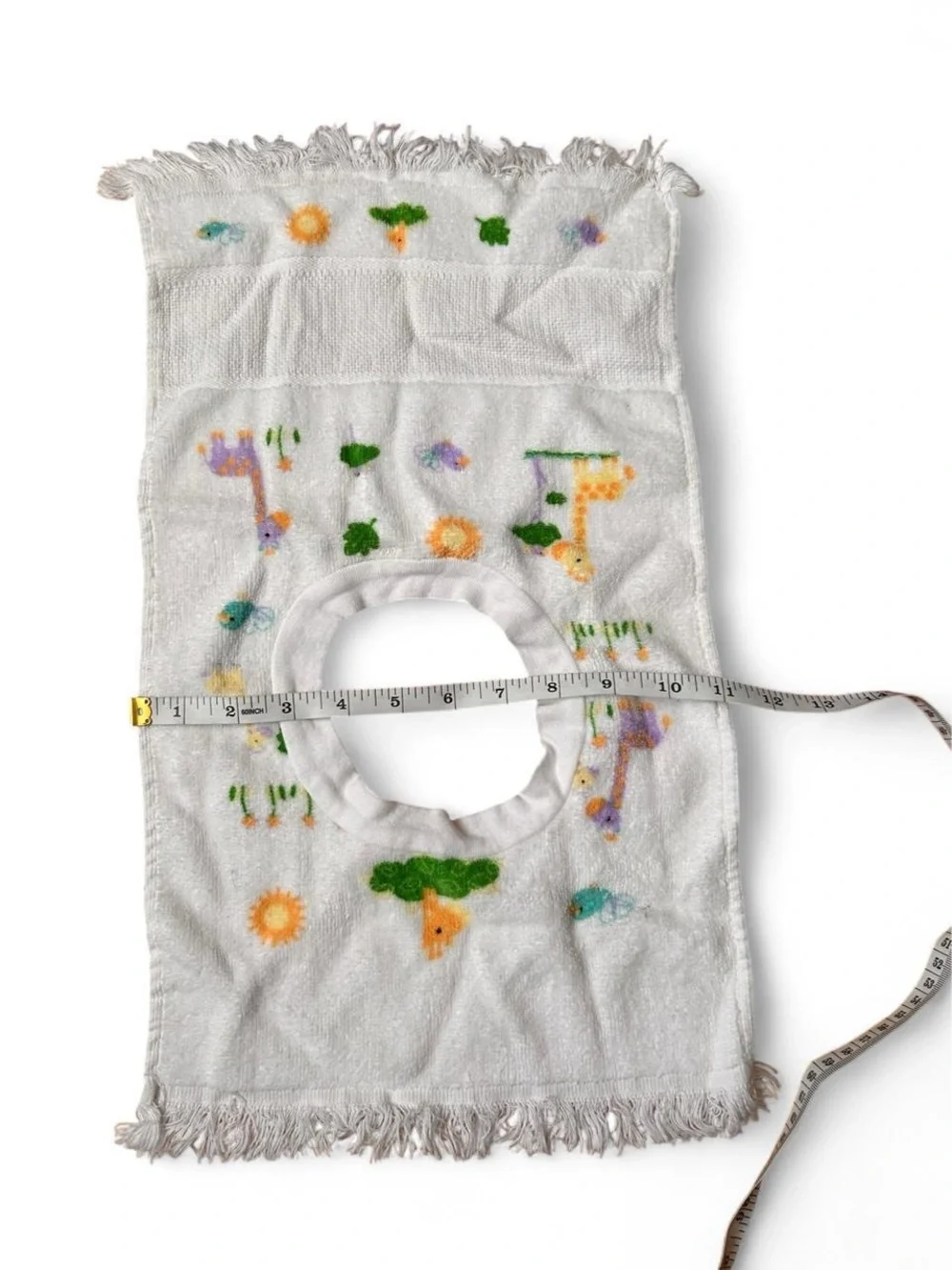 Vintage 100% Cotton Soft Baby Bib Fringe Pullover Towel Western Safari Whimsical